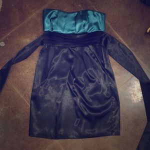 Turquoise and Black Cocktail Dress